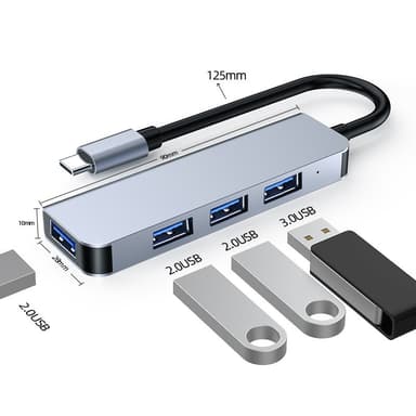 USB-hub med 1 USB3.0-port og 3 USB2.0-porter