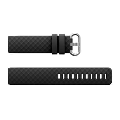 Reim i silikon til Fitbit Charge 3/4 - Svart / Sølv (L)
