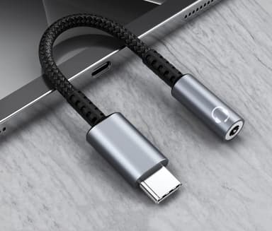 USB-C til 3,5 mm adapter for hodetelefoner Grå