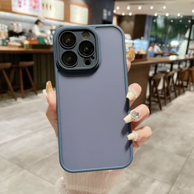 Beskyttende matt telefondeksel med glasslinsefilm kompatibel med iPhone 11-serien Blå iPhone 11 Pro Max