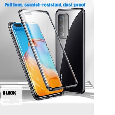 Dobbeltsidig mobiltelefonveske med herdet glass - Huawei P40 - Svart