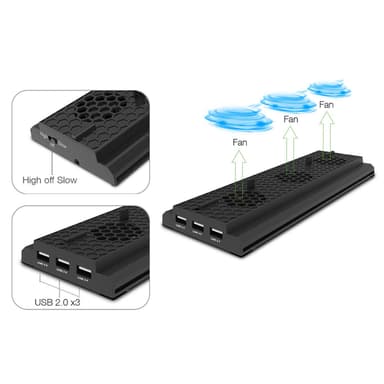 Xbox One X-stativ med vifte og 3 USB-porter