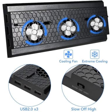 Xbox One X-stativ med vifte og 3 USB-porter