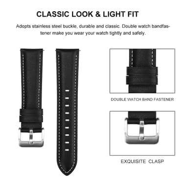 Klokkereim til Samsung Galaxy Watch 3 (41 mm) i sort skinn