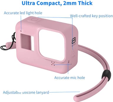 Silikonetui og tilbehør til GoPro Hero 8 Svart - rosa