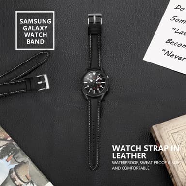 Klokkereim til Samsung Galaxy Watch 3 (41 mm) i sort skinn