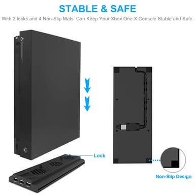 Xbox One X-stativ med vifte og 3 USB-porter
