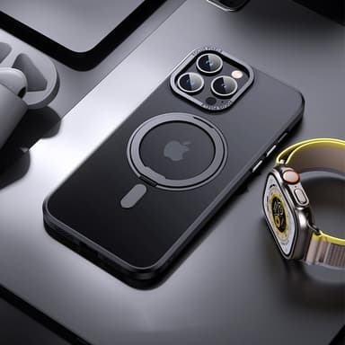 Magnetisk beskyttende telefonveske med usynlig stativ som er kompatibel med iPhone Sort iPhone 14 Pro Max