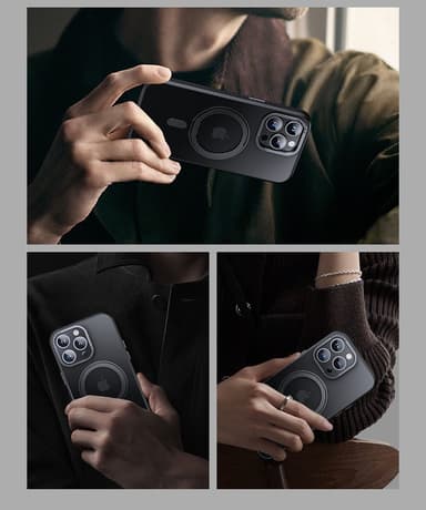 Magnetisk beskyttende telefonveske med usynlig stativ som er kompatibel med iPhone Sort iPhone 14 Pro Max
