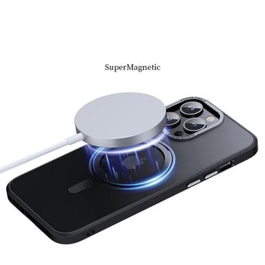 Magnetisk beskyttende telefonveske med usynlig stativ som er kompatibel med iPhone Sort iPhone 14 Pro Max