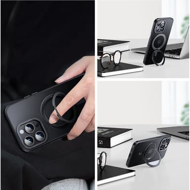 Magnetisk beskyttende telefonveske med usynlig stativ som er kompatibel med iPhone Sort iPhone 14 Pro Max
