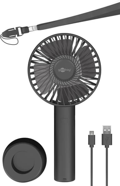 USB håndvifte med ståfunksjon, sort