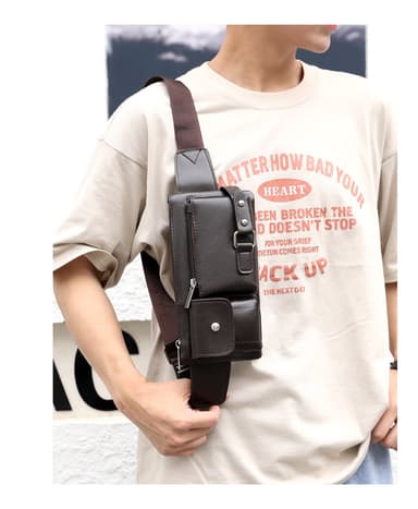 Business messenger bag skulderveske midjeveske Brun