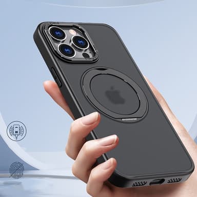 Magnetisk beskyttende telefonveske med usynlig stativ for iPhone Sort iPhone 15 Pro