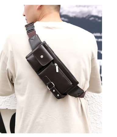 Business messenger bag skulderveske midjeveske Brun