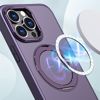 Magnetisk beskyttende telefonveske med usynlig stativ for iPhone Sort iPhone 15 Pro