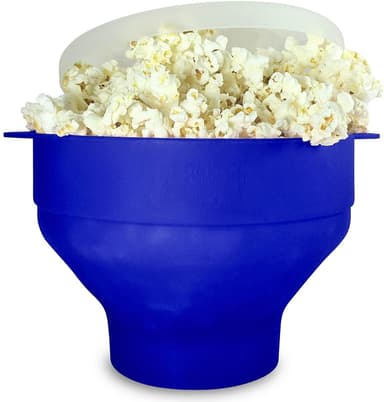 Popkornskål av silikon, sammenleggbar Blå