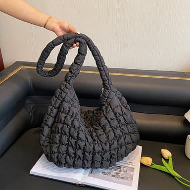 Lettveske Nylon vattert skulderpolstring Crossbody-veske Sort