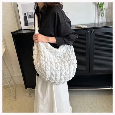Lettveske Nylon vattert skulderpolstring Crossbody-veske Hvit