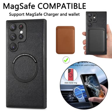 Magnetisk telefonveske i imitert skinn til Samsung Sort Samsung Galaxy S24