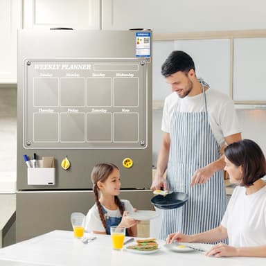 Magnetic Dry Erase Board for kjøleskap, gjenbrukbar magnetisk ukeplanlegger Gjennomsiktig