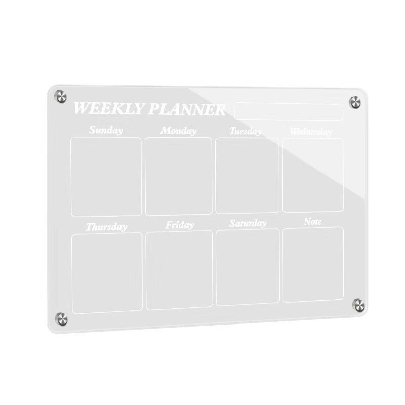Magnetic Dry Erase Board for kjøleskap, gjenbrukbar magnetisk ukeplanlegger Gjennomsiktig