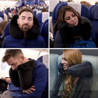 AIR oppblåsbar nakkepute reisepute med hette Grå