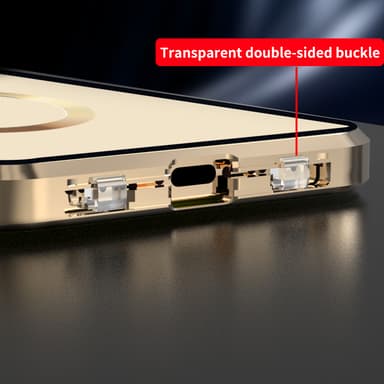 Dobbeltsidig HD-telefondeksel med spenne med linsebeskytter kompatibel med iPhone Sølv iPhone 14 Pro Max