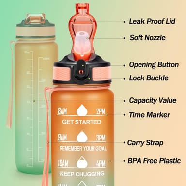 Sportsvannflaske 1000ml Sort
