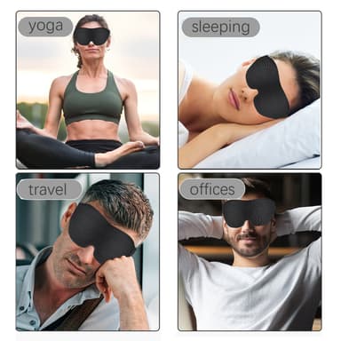 3D sovemaske med ekstrautstyr Sort