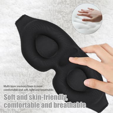 3D sovemaske med ekstrautstyr Sort