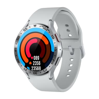 Sliver Circle in Lettering Type Klokkeramme kompatibel med Samsung Watch 6 Sølv 40.5mm/47mm