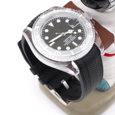 Silikonreim for Omega Swatch co-branded månelanding planetklokke Sort