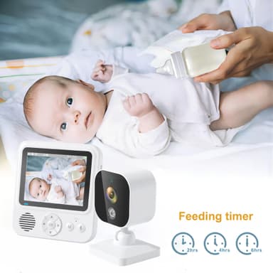 Babymonitor med kamera 2.4G-overføring, 2-veis lyd, infrarødt nattsyn