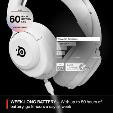 SteelSeries Arctis Nova 5 gaming headset (PS5, hvit)