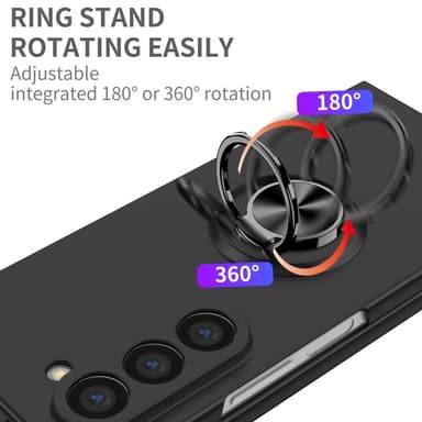 Til Samsung Galaxy Z Fold6 5G Hybrid Deksel med Fingerring & Metallplate - Svart