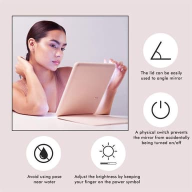 ""UNIQ Sammenleggbart Oppladbart LED-speil – Vanity Reisespeil - Rosa