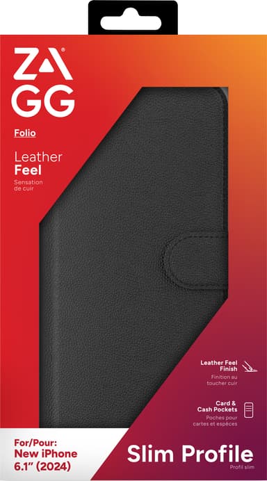 ZAGG foliodeksel for iPhone 16 (sort)