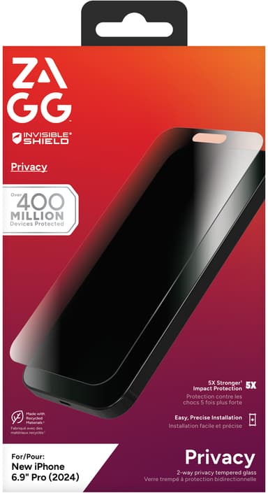 Zagg iPhone 16 Pro Max Glass Elite Privacy skjermbeskytter
