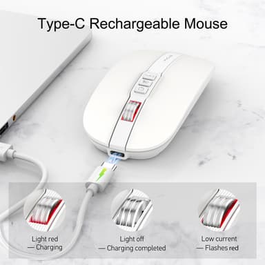 Trådløs Bluetooth Silent Mouse Hvit