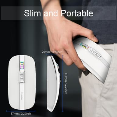 Trådløs Bluetooth Silent Mouse Hvit