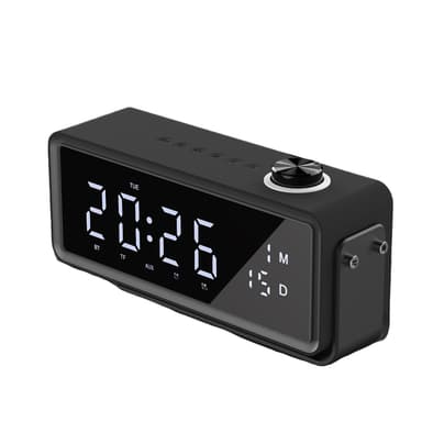 Bluetooth høyttaler vekkerklokke Sort