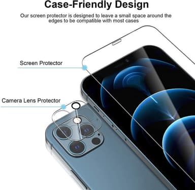 iPhone 12 Pro Max skjermbeskytter og kamerabeskytter 2+2