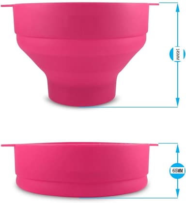 Popkornskål av silikon, sammenleggbar Rosa