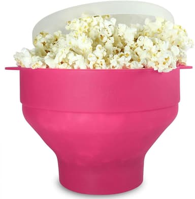 Popkornskål av silikon, sammenleggbar Rosa