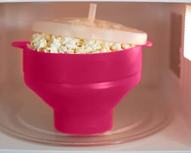 Popkornskål av silikon, sammenleggbar Rosa