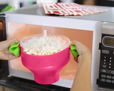 Popkornskål av silikon, sammenleggbar Rosa