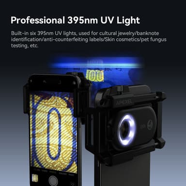 100X mobiltelefonmikroskoplinse med LED-lys