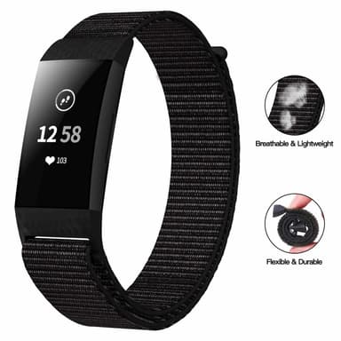 Klokkerem til Fitbit Charge 3/4 i svart nylon