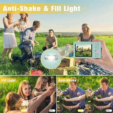 Digitalkamera med 48 MP, HD 1080p, 16x zoom, minnekort Grønn
